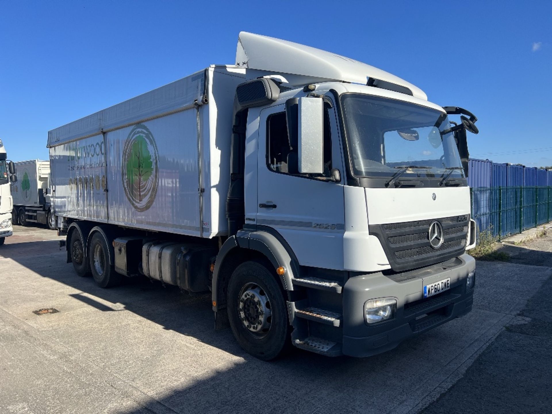 Mercedes 2529 Axor BlueTec 5, 26T 3-axle rear steer rigid body Priden blower tipper truck