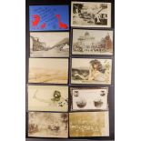 POSTCARDS in a box, incl. Scotland topographical, Exhibitions, subjects, artist signed incl.