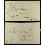 GB.ISLANDS GUERNSEY 1797 & 1809 Two wrappers to Guernsey, the first 1797 from London with paid