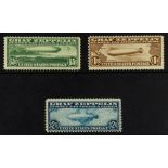 UNITED STATES 1930 GRAF ZEPPELIN Air set, Scott C13/15, mint with some gum yellowing. Cat. $1060. (3