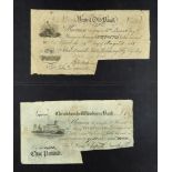 PROVINCIAL BANKNOTES Yeovil Old Bank £1 1815, Christchurch & Wimborne £1 1825, Ringwood & Hampshire