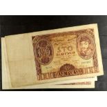 POLISH BANKNOTES 1916-1941 small hoard, includes 1916 100m, 1919-1922 50mm, 1000m, 5000m & 10000m