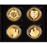 £5 PLATINUM COIN COLLECTION. Limited edition of 4 24-carat gold-plated copper proof-like coins in