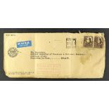 COLLECTIONS & ACCUMULATIONS AIRCRAFT CRASH SALVAGED MAIL 1954 (March) cover from Australia to GB