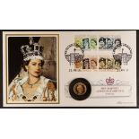 COIN COVER 2020 Gold Proof Sovereign Coin Cover for the Queen's Birthday. Weight 7.98g, 22 Caret