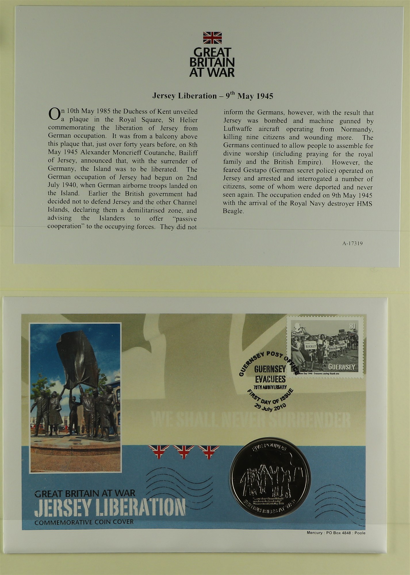 COIN COVER COLLECTION - WAR RELATED in 7 albums which feature  D-day landings, Churchill, End of - Image 7 of 12