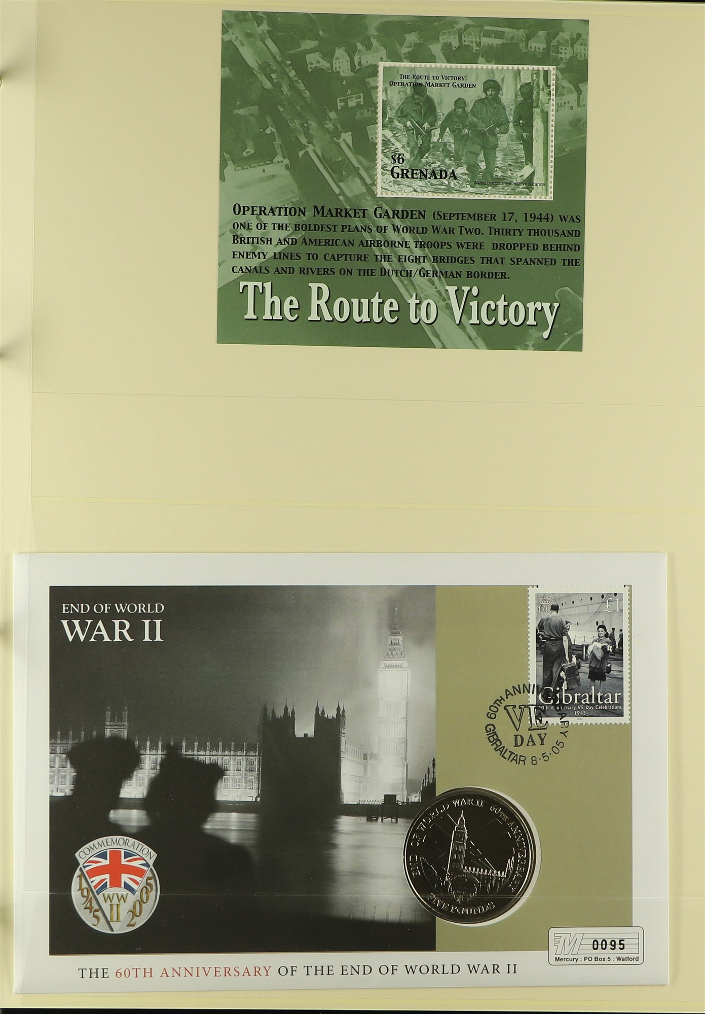 COIN COVER COLLECTION - WAR RELATED in 7 albums which feature  D-day landings, Churchill, End of - Image 11 of 12