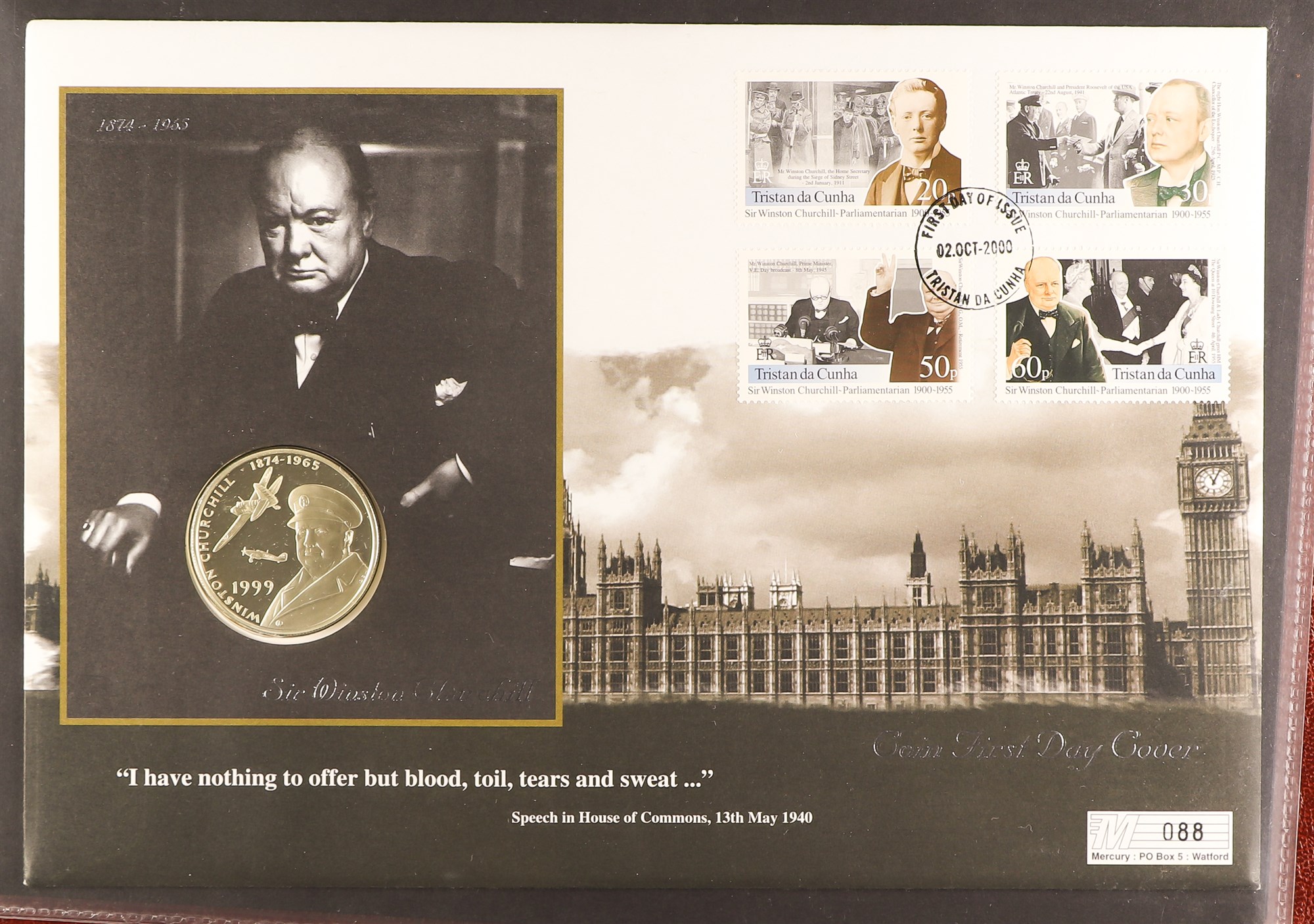 COIN COVER COLLECTION - WAR RELATED in 7 albums which feature  D-day landings, Churchill, End of - Image 2 of 12