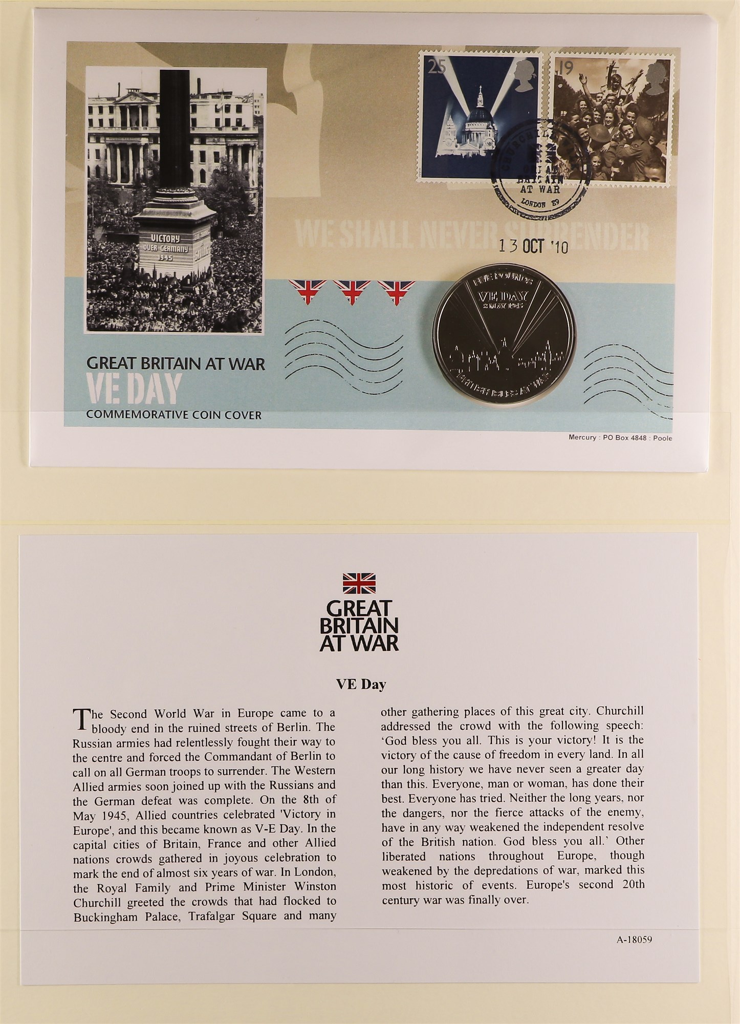 COIN COVER COLLECTION - WAR RELATED in 7 albums which feature  D-day landings, Churchill, End of - Image 6 of 12