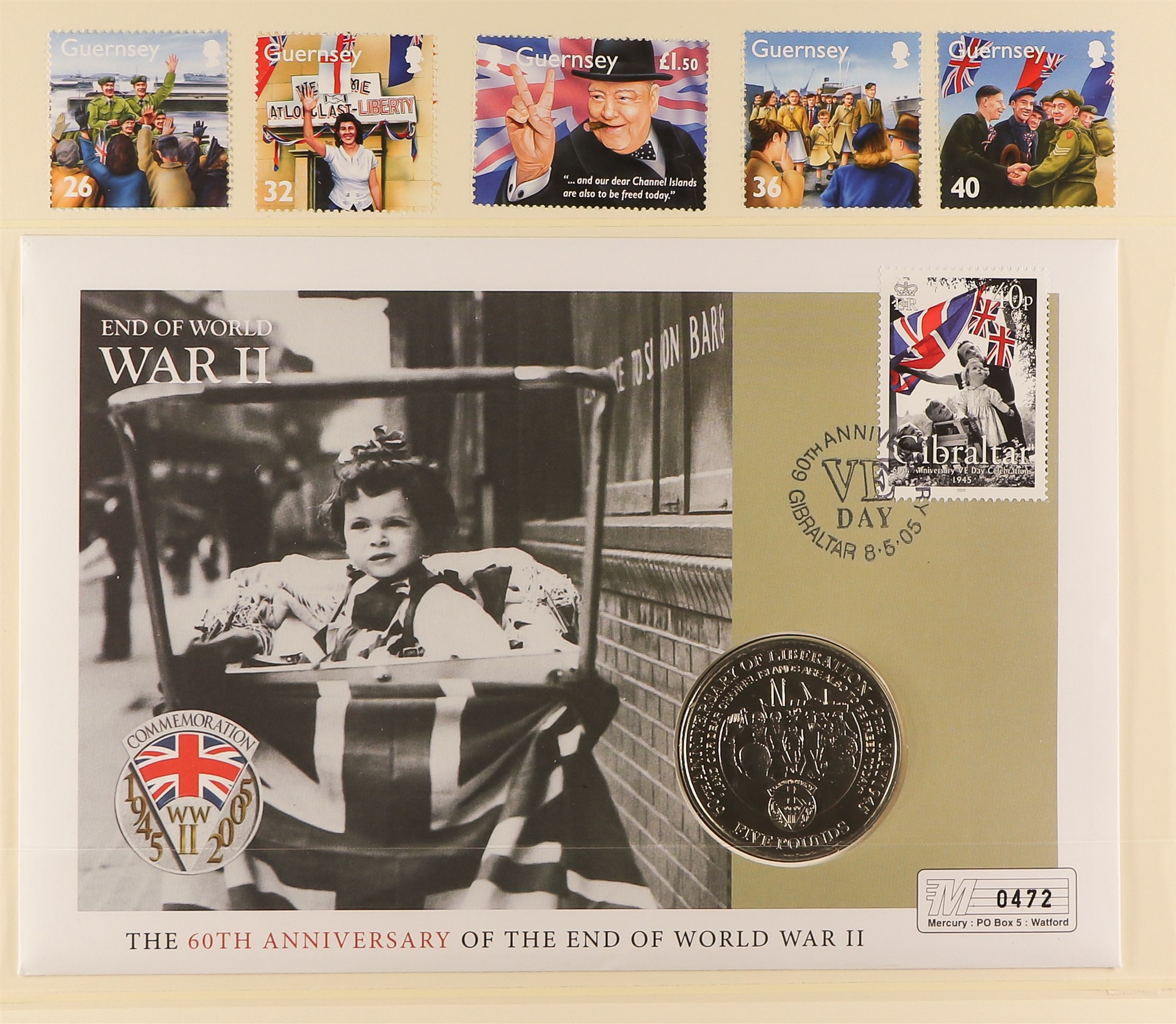 COIN COVER COLLECTION - WAR RELATED in 7 albums which feature  D-day landings, Churchill, End of - Image 10 of 12