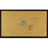 INDIA 1911 FIRST AERIAL POST (Feb) envelope bearing ½a tied by the pink cachet, used locally from