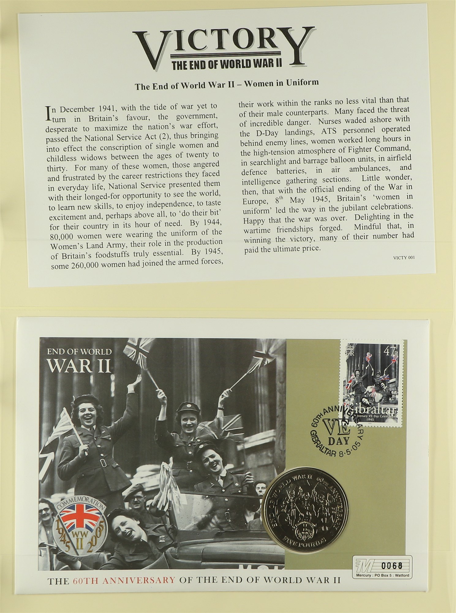 COIN COVER COLLECTION - WAR RELATED in 7 albums which feature  D-day landings, Churchill, End of - Image 12 of 12