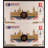 COIN COVERS 2020 Brexit 1/4 oz 9 carat solid Gold Proof coin cover, together with the 2020 ½ OZ (