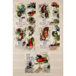 TOPICALS FAUNA COMORES 2011 IMPERF ISSUES eleven different complete sets of 5 imperf mini-sheets,