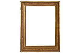 A FRENCH NEOCLASSICAL EARLY 19TH CENTURY CARVED, GILDED AND APPLIED FRAME
