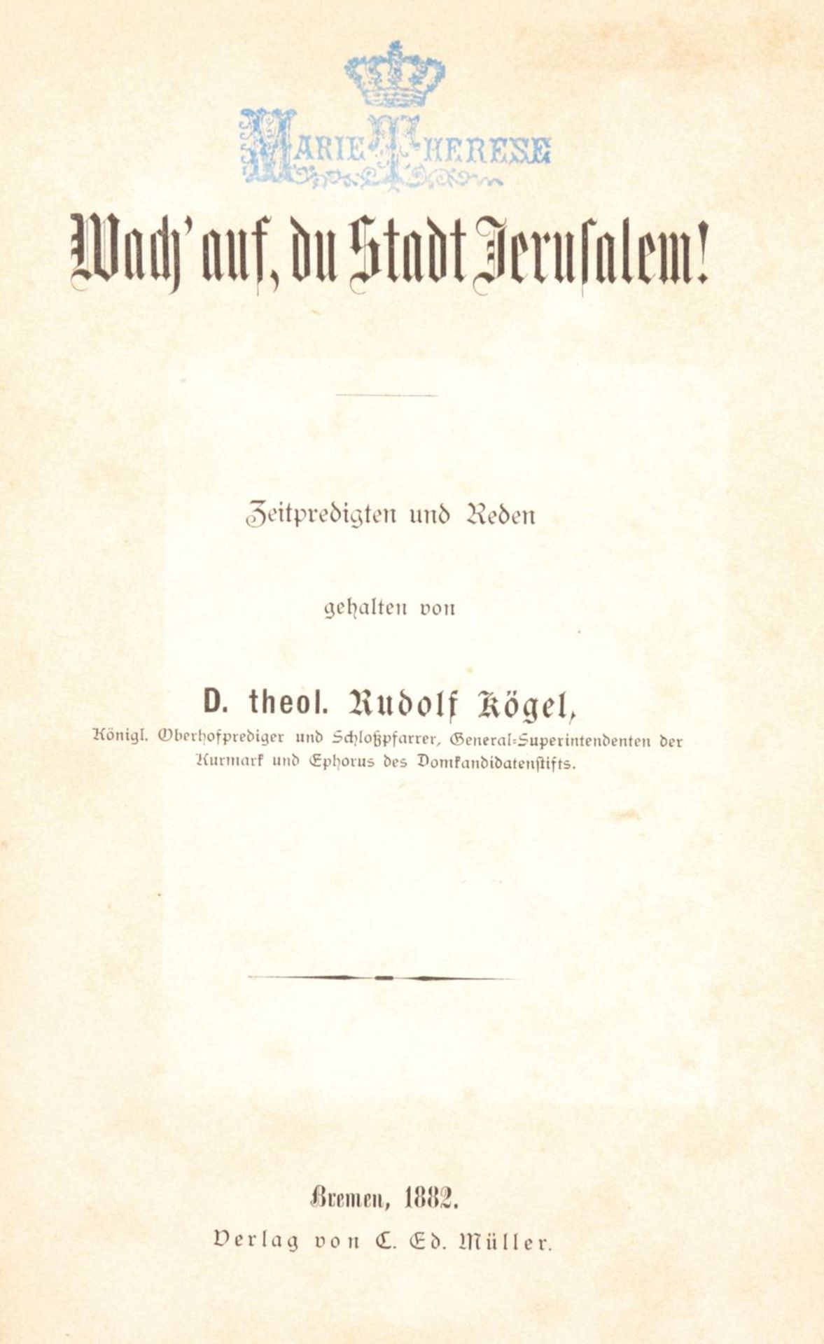 Buch "Wach auf, du Stadt Jerusalem" a.d. Bibliothek der Marie Therese - Bild 2 aus 2