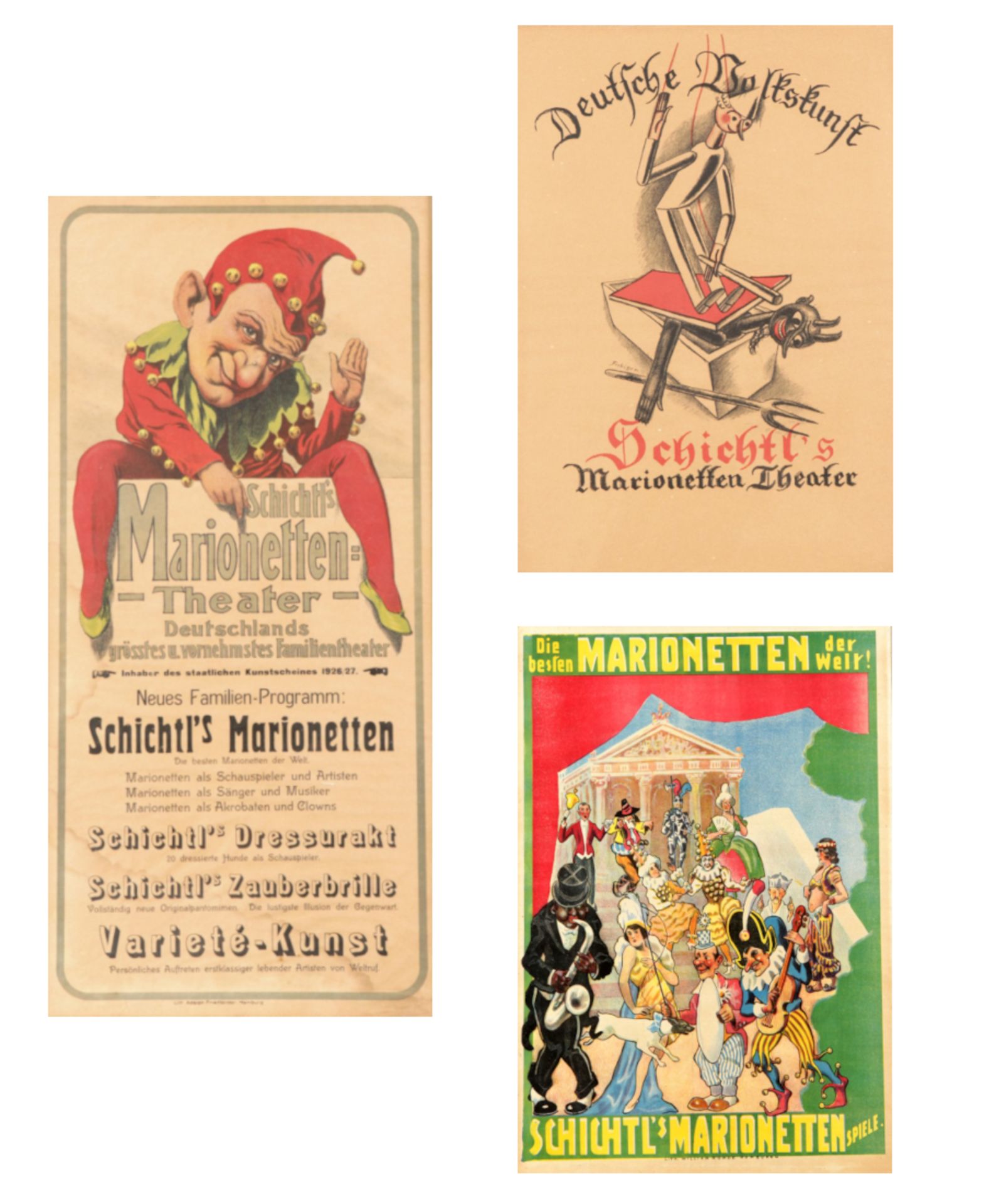 3 Plakate v. Schichtl`s Marionettenspielen