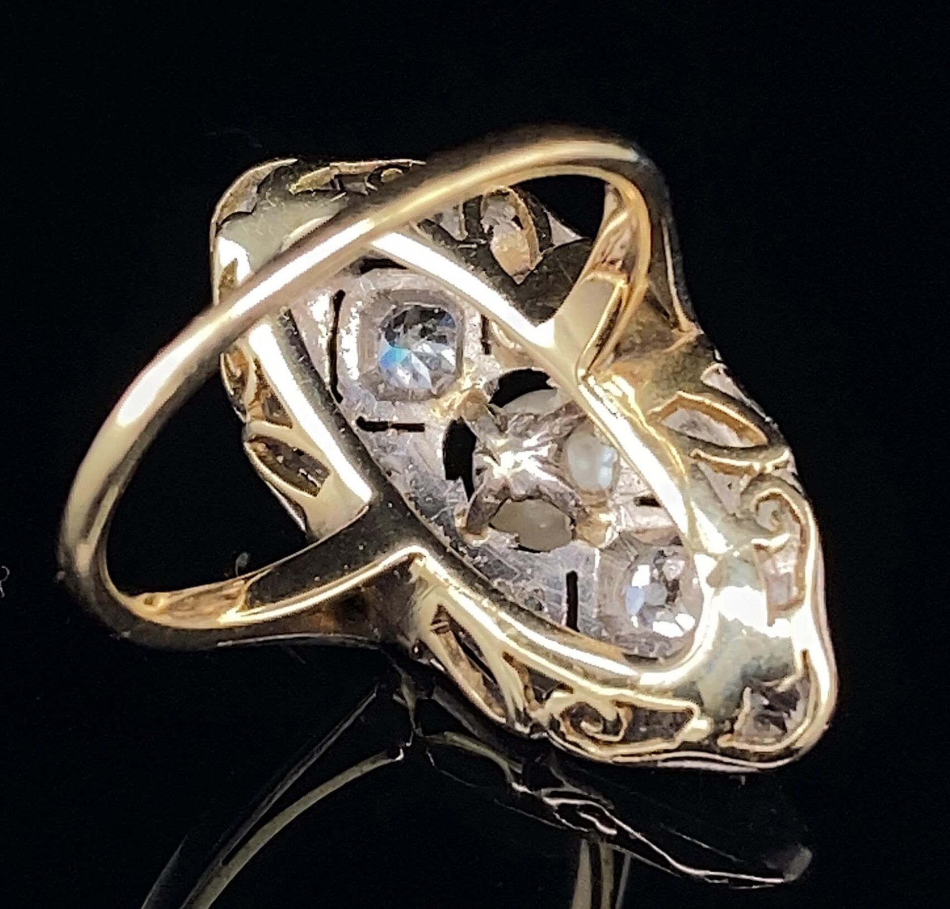 Art Deco Ring mit ca. 0,7 ct Diamanten - Bild 2 aus 2