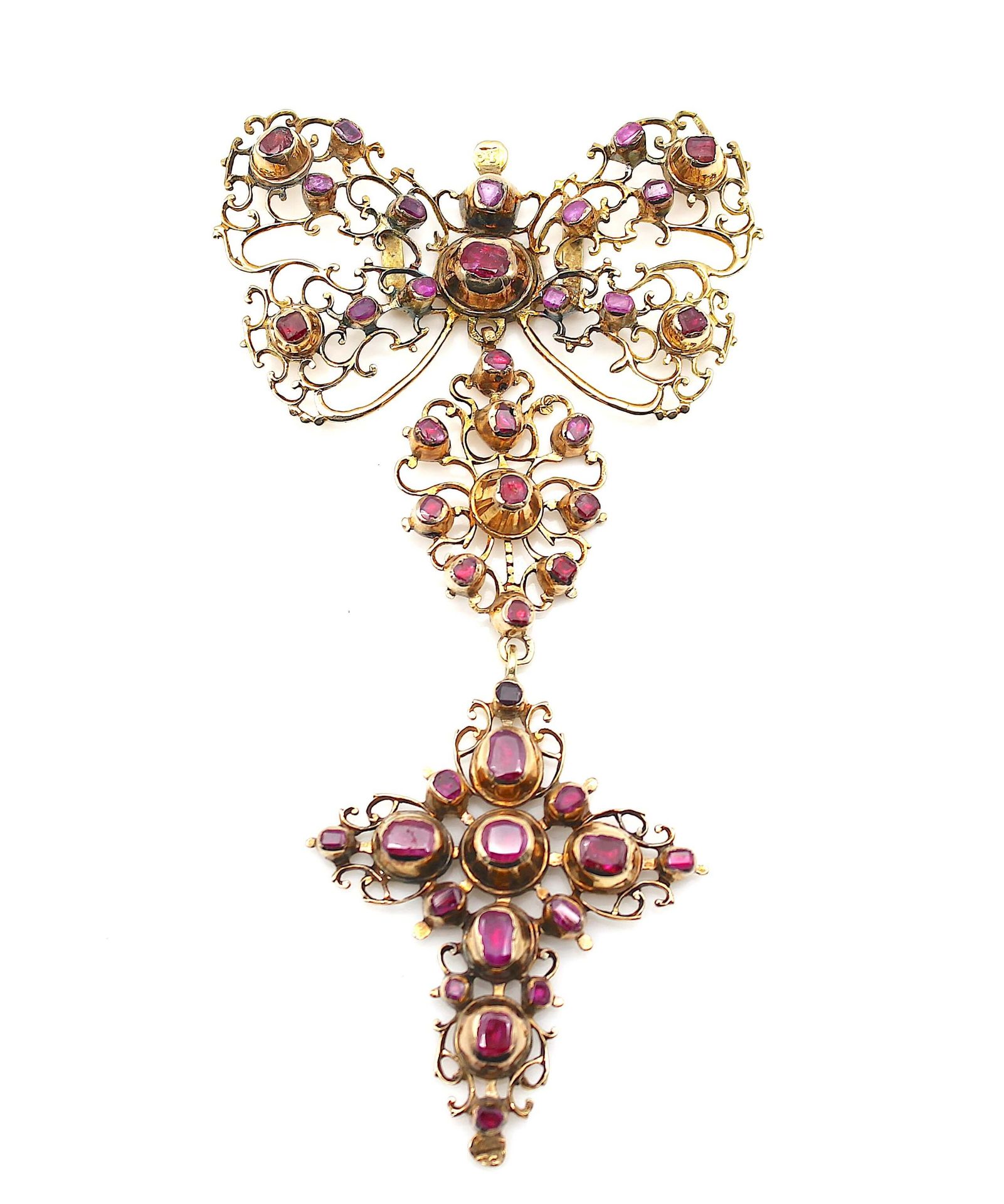Corsage brooch / pendant around 1750 with sapphires and rubies - Image 2 of 6
