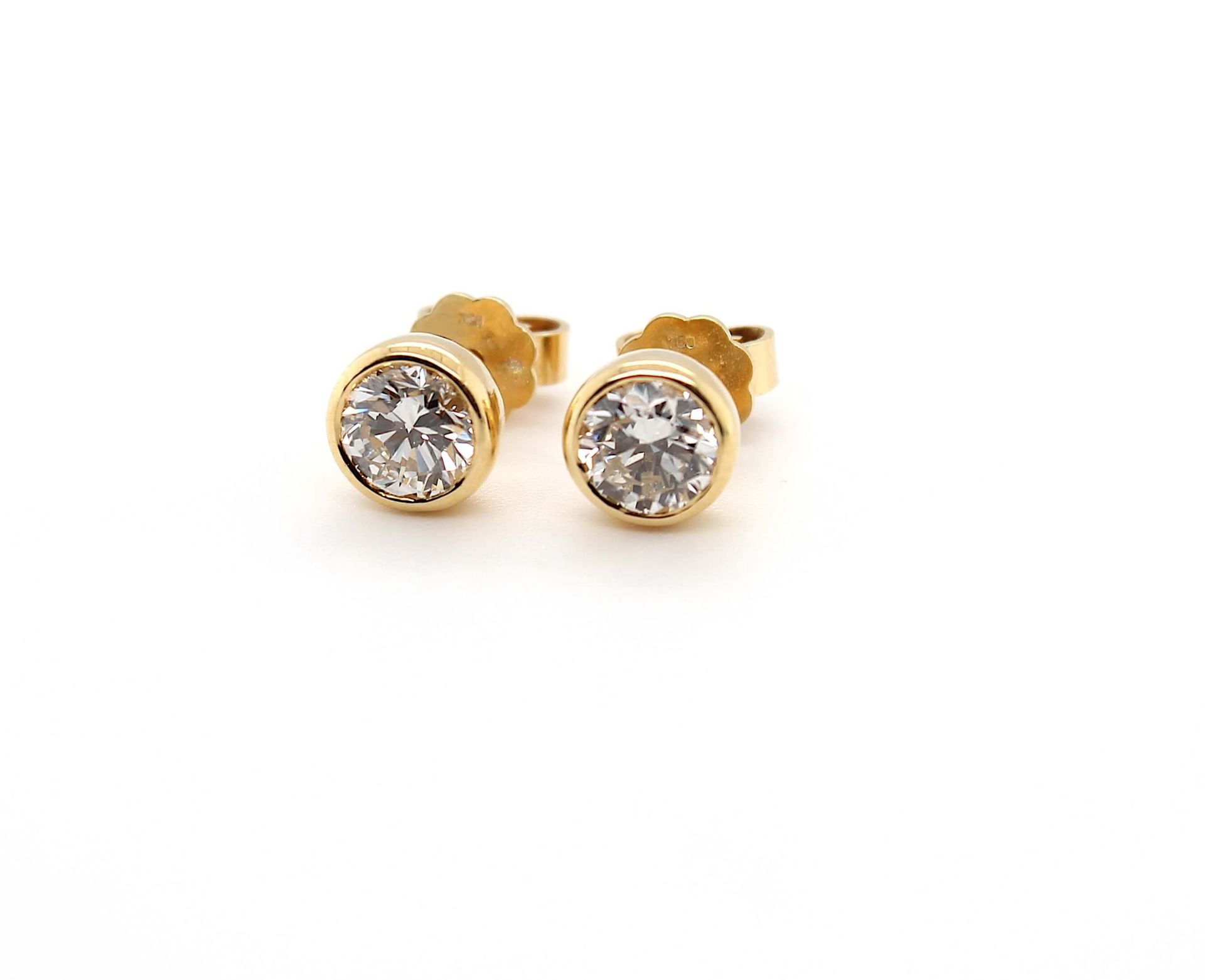 Pair of ear studs with a total of ca. 1.5 ct brilliants - Image 2 of 3