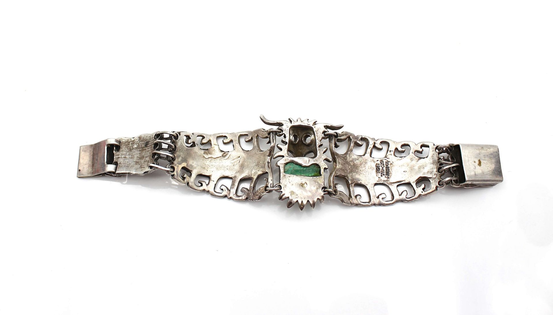 Silver bracelet with a malachite - Image 3 of 3