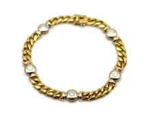 Armband ges. ca. 0,80 ct Brillanten Material: 750 Gelb-Weißgold Diamanten: 5 Brillanten, ges. ca.