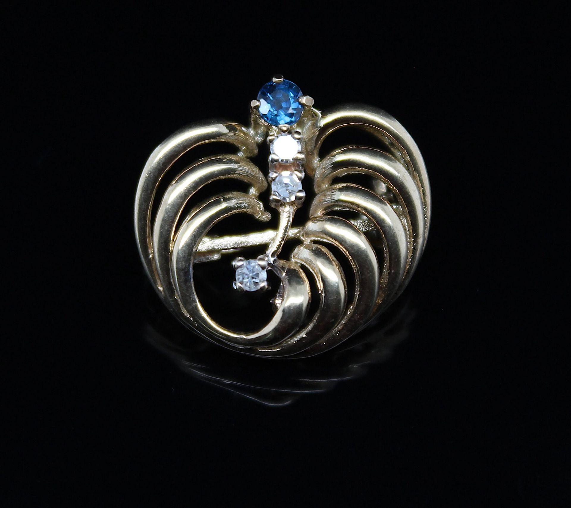 Brooch with sapphire and diamonds - Image 2 of 3