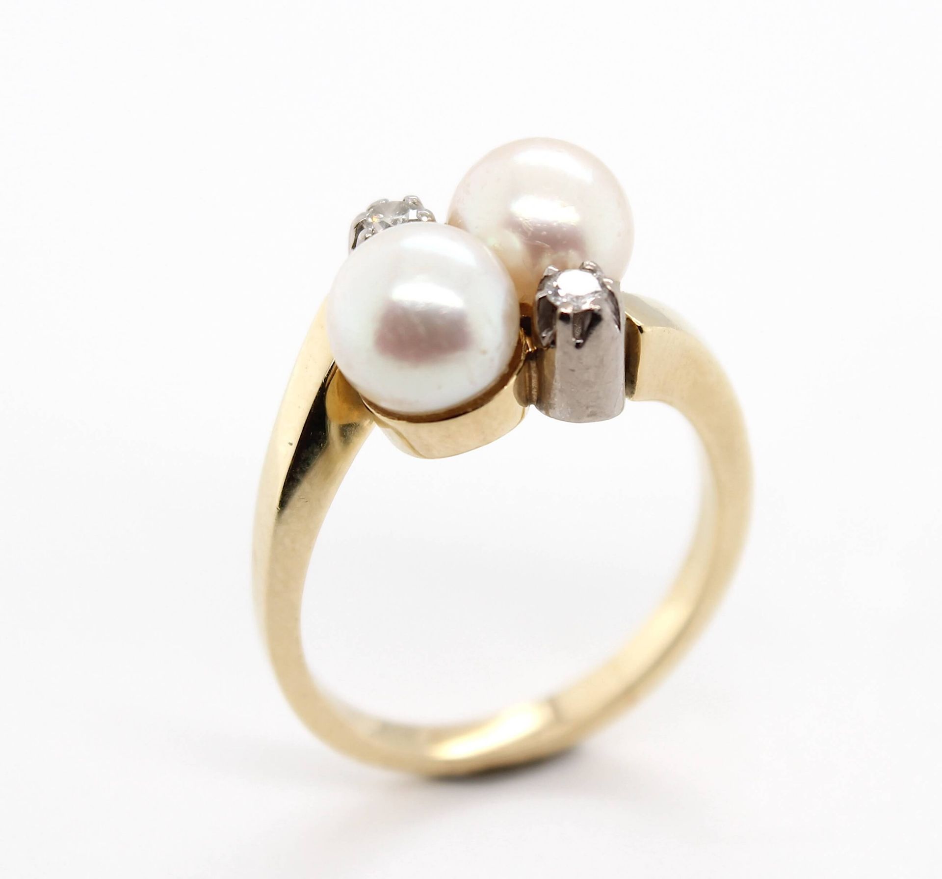 Ring with cultured pearls and brilliants - Image 2 of 3