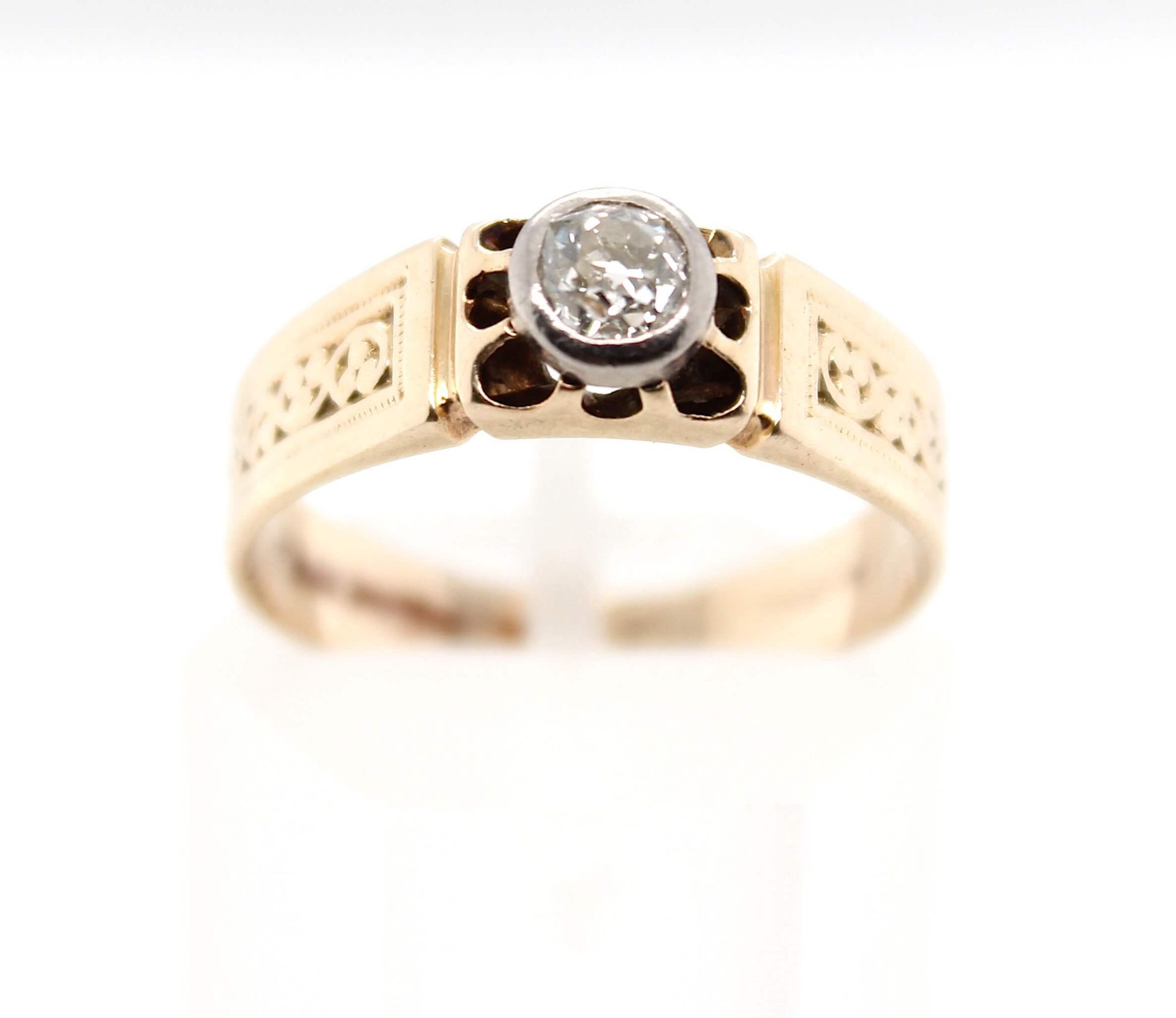 Vintage ring with one diamond ca. 0,26 ct - Image 2 of 3