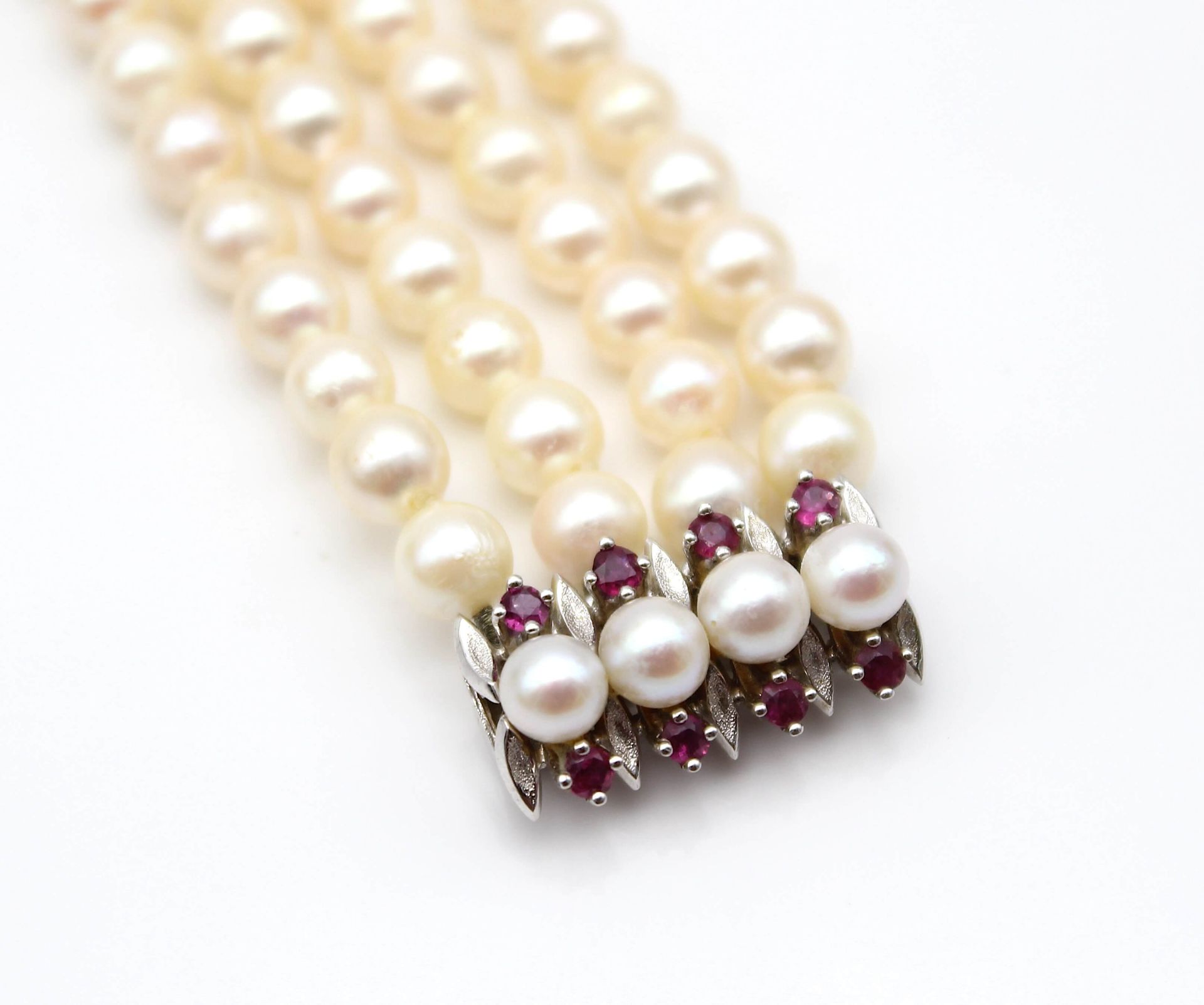 Bracelet with cultured pearls and rubies - Image 2 of 2