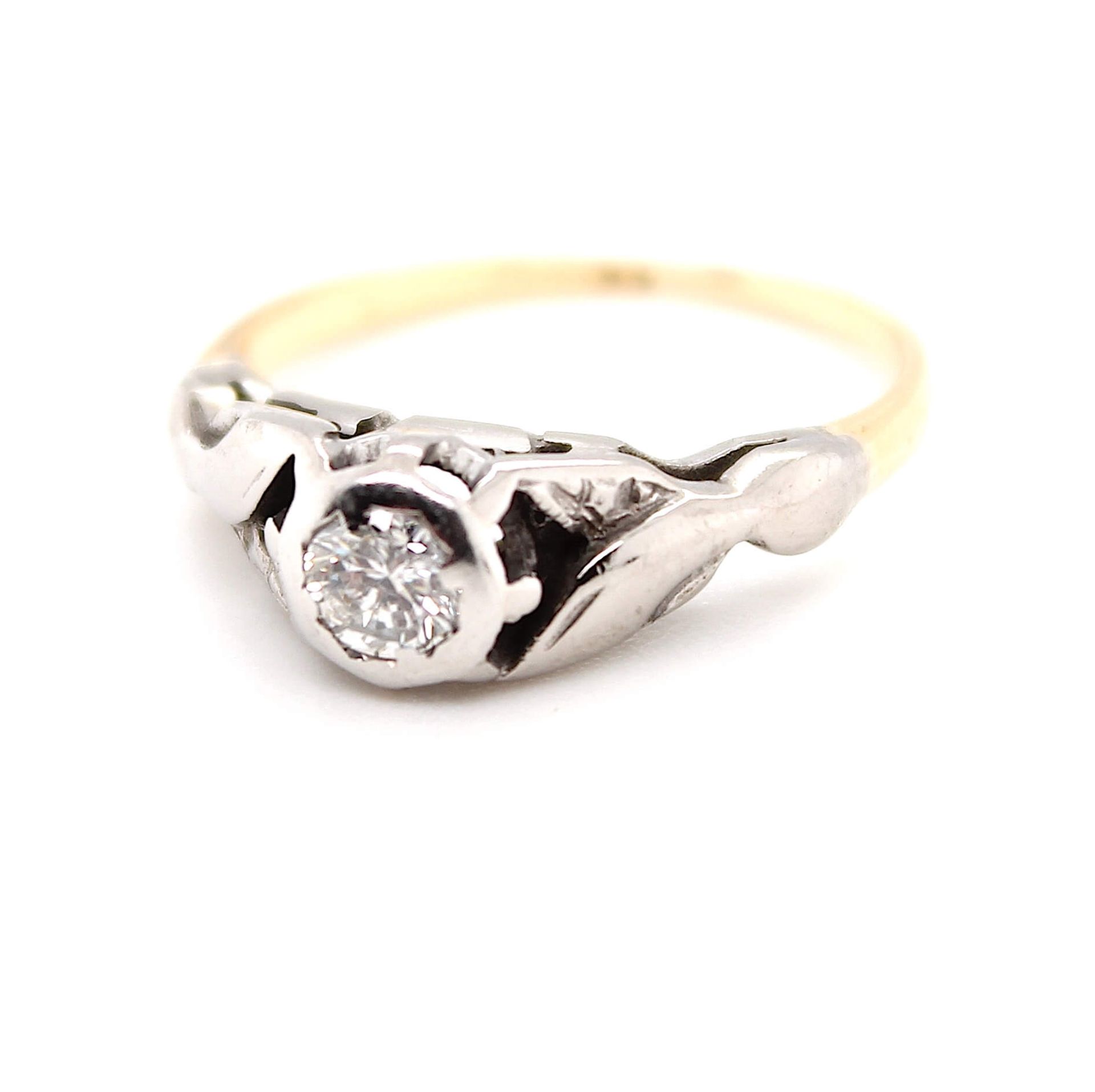 Ring gold/silver with one brilliant ca. 0,15 ct