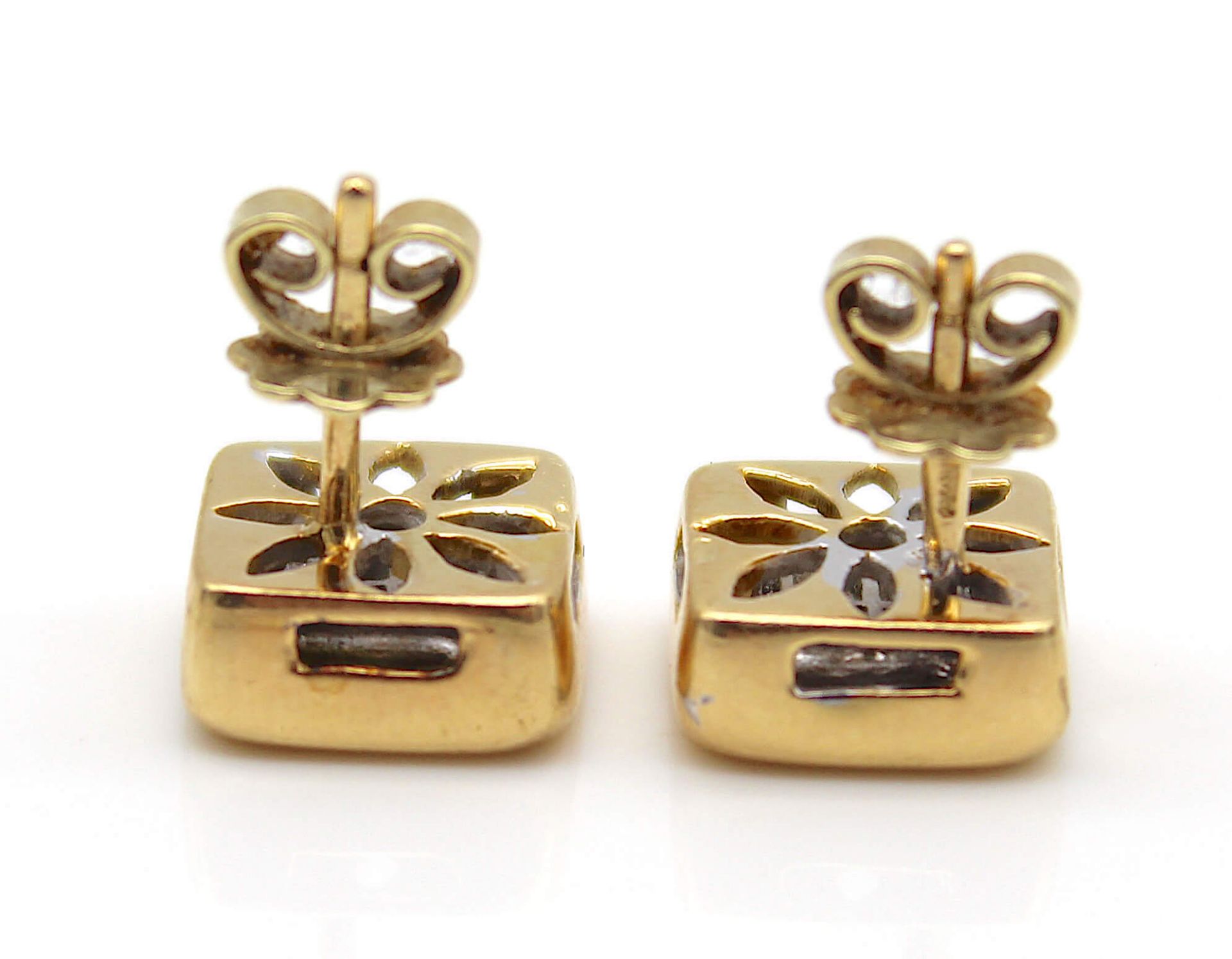 1 pair of earrings in 750 gold with a total of ca. 0.40 ct diamonds - Image 3 of 3