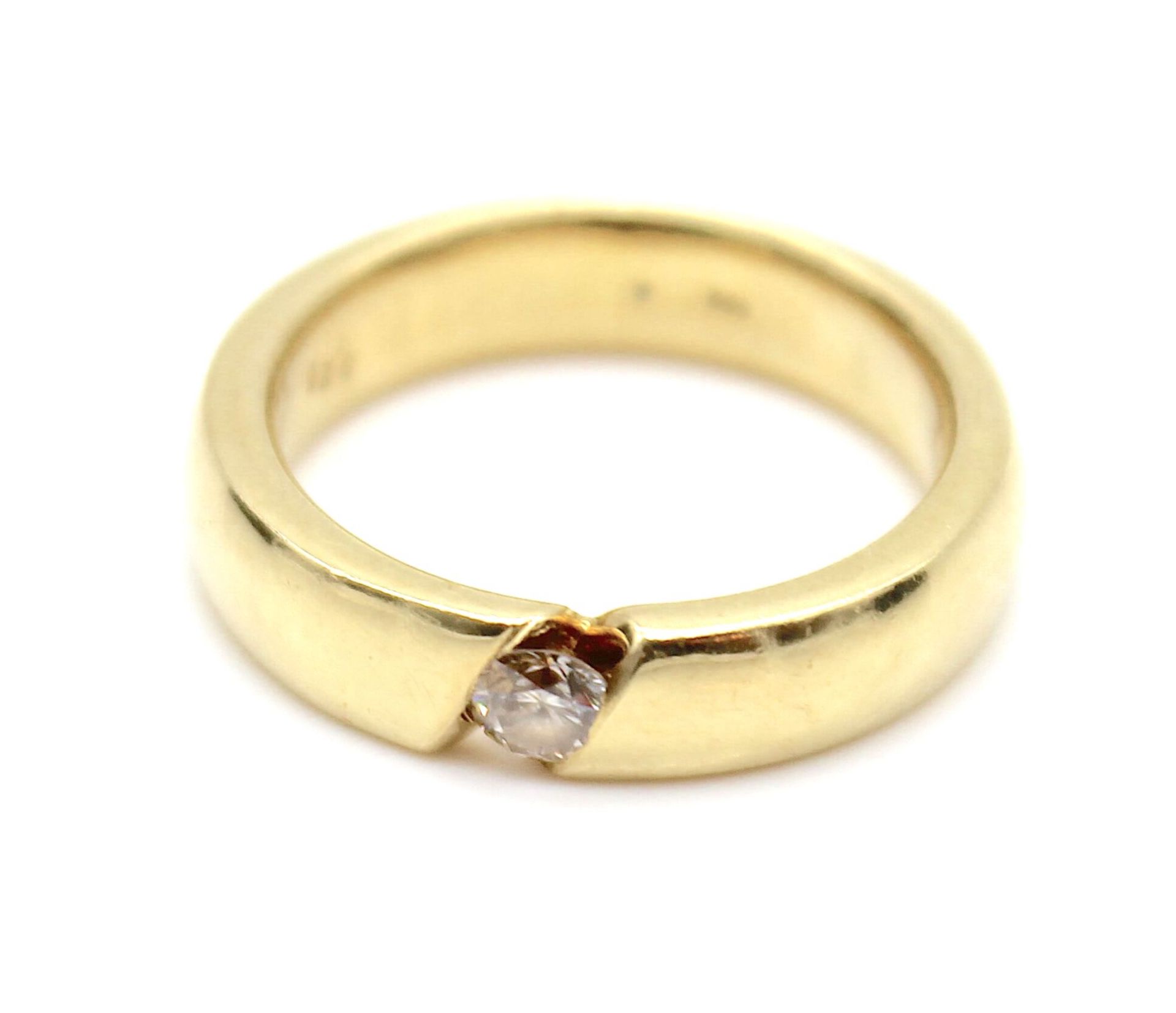 Ring with one brilliant ca. 0,25 ct in 585 gold - Image 2 of 3