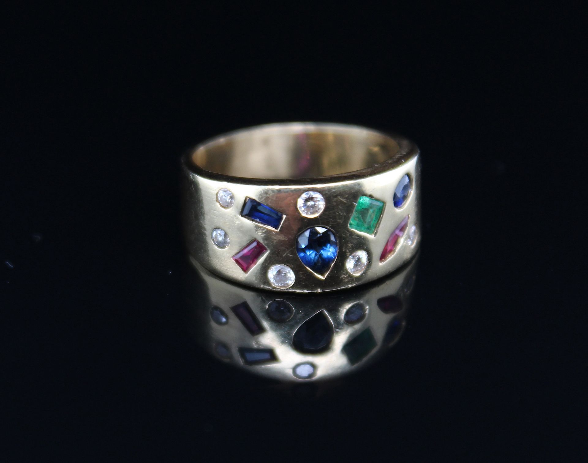 Ring with sapphires, rubies, emerald and brilliants - Image 2 of 4