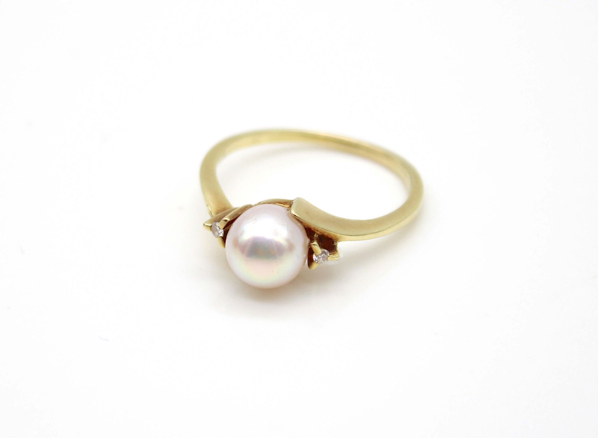 Ring with cultured pearl and 2 brilliants - Image 3 of 3