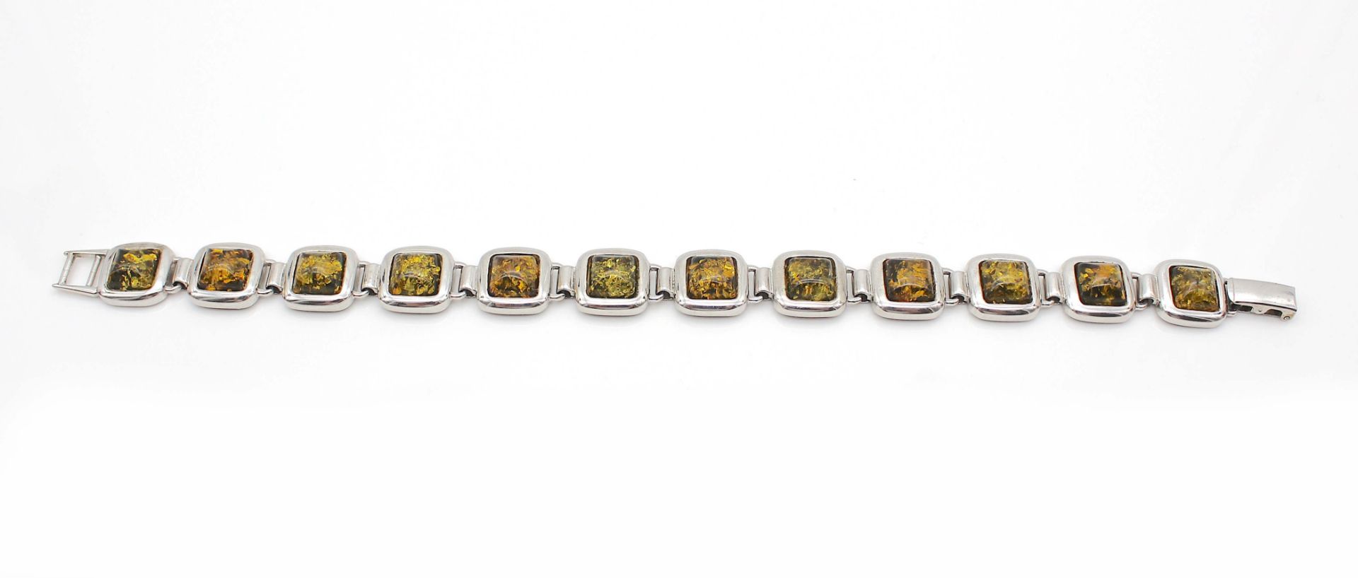 Silver bracelet with amber stones - Image 3 of 3