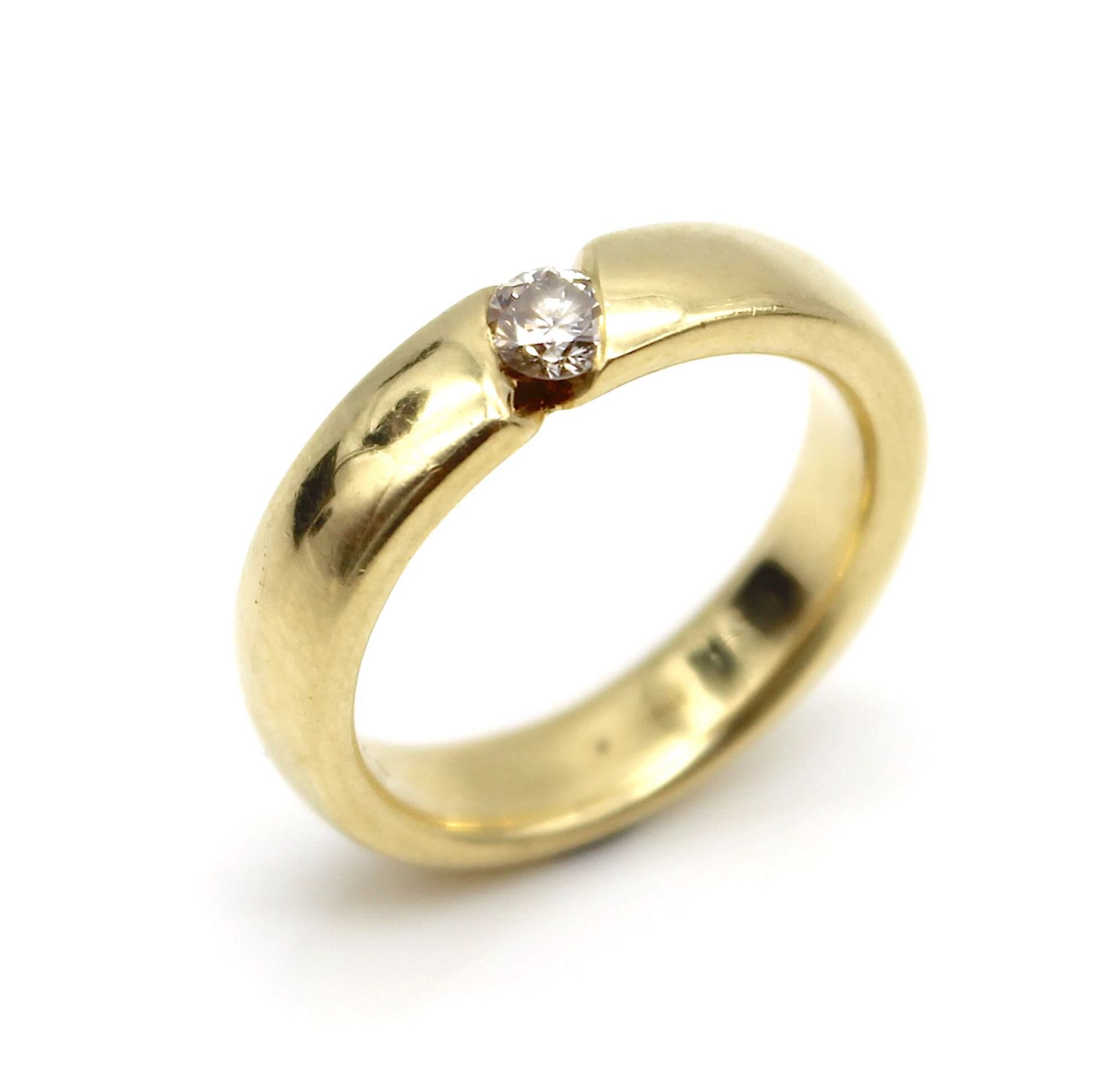 Ring with one brilliant ca. 0,25 ct in 585 gold - Image 3 of 3