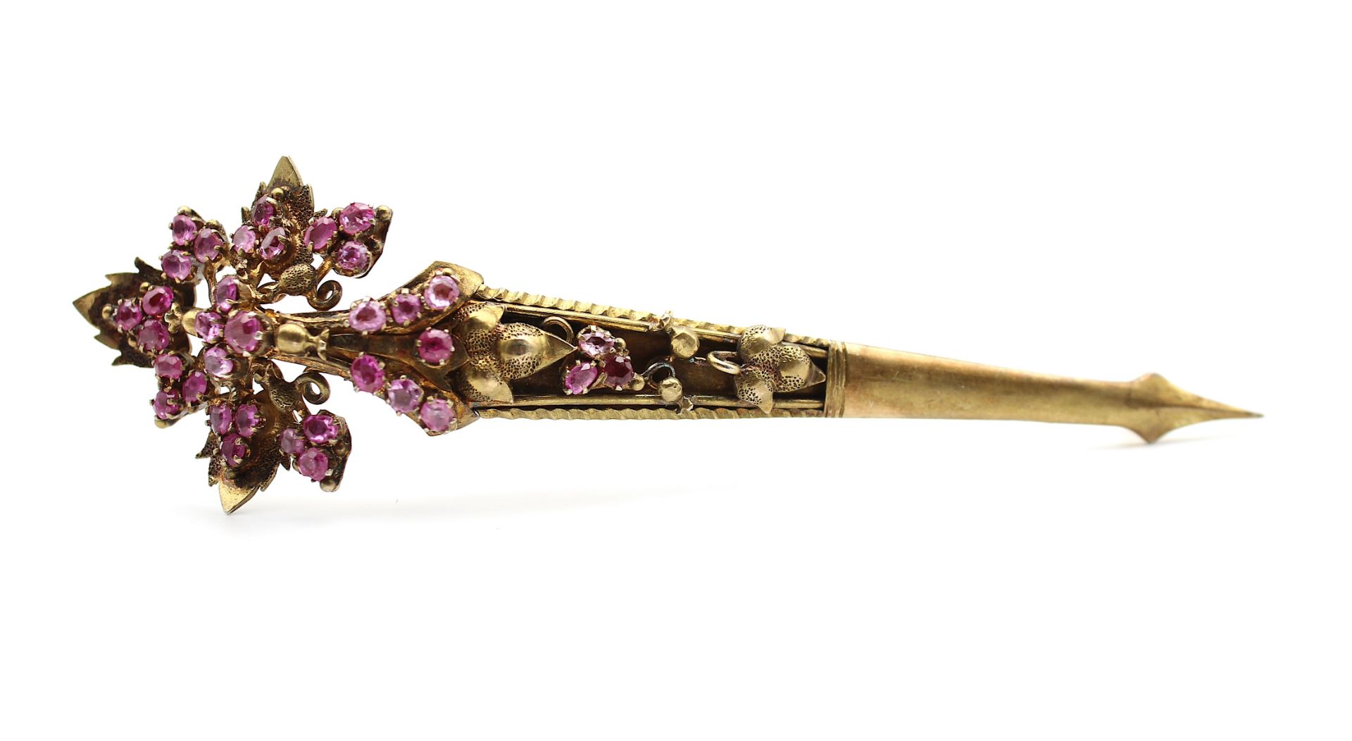 Vintage brooch with pink sapphires - Image 2 of 3