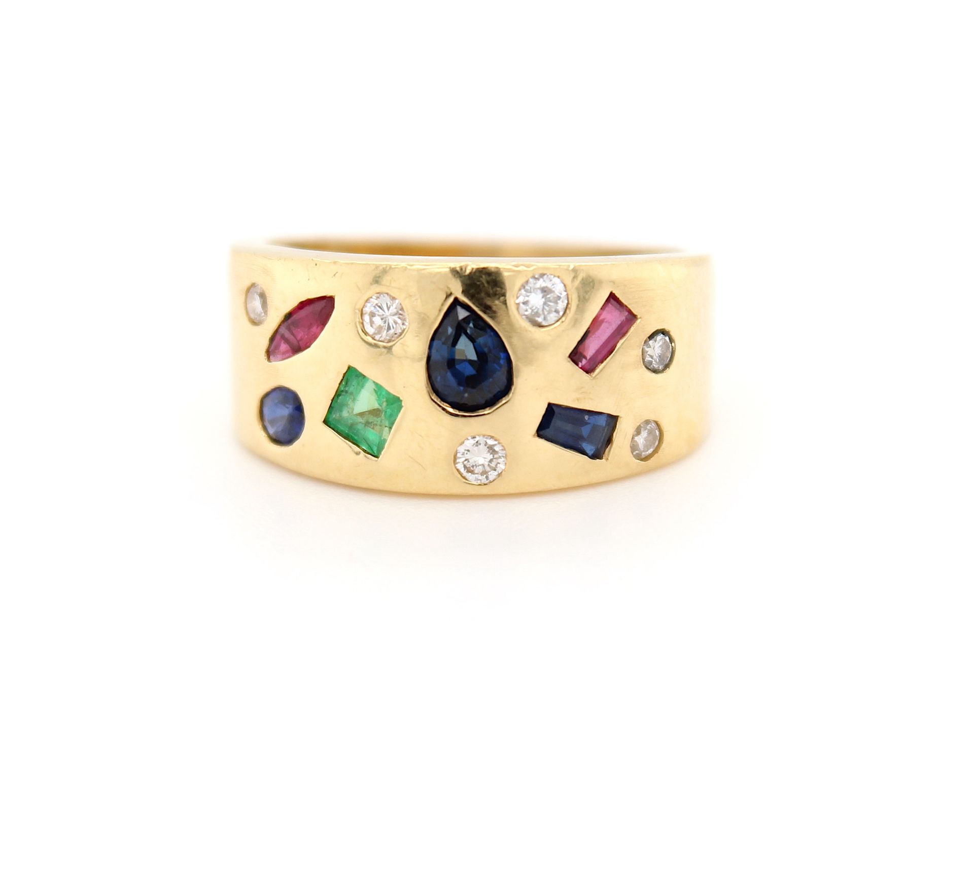 Ring with sapphires, rubies, emerald and brilliants - Image 3 of 4