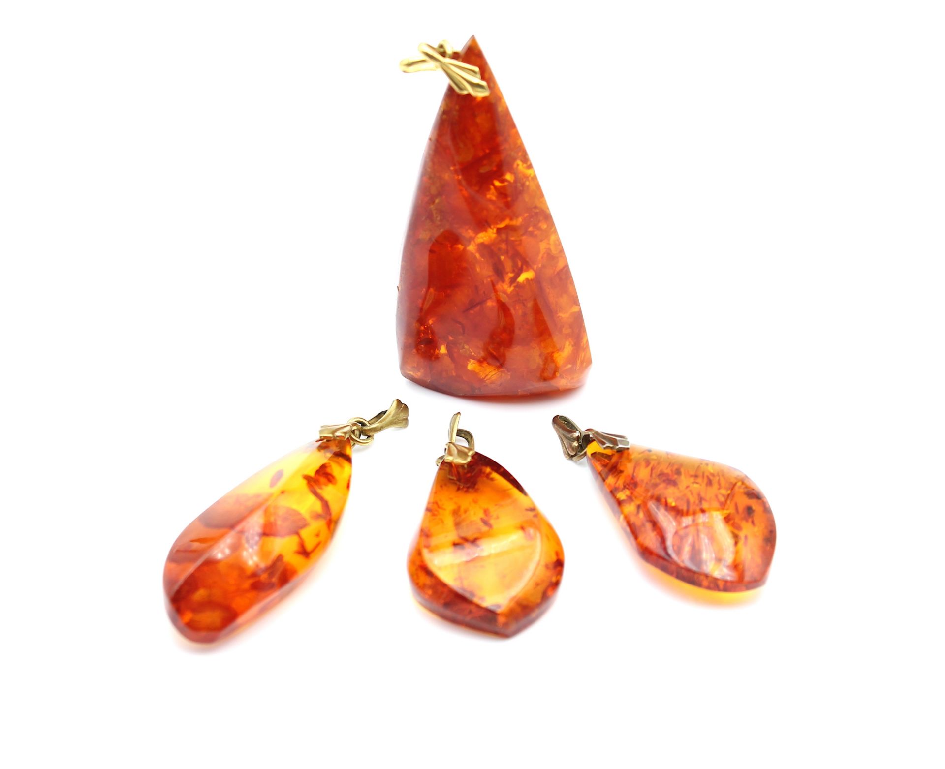 4 amber pendants 