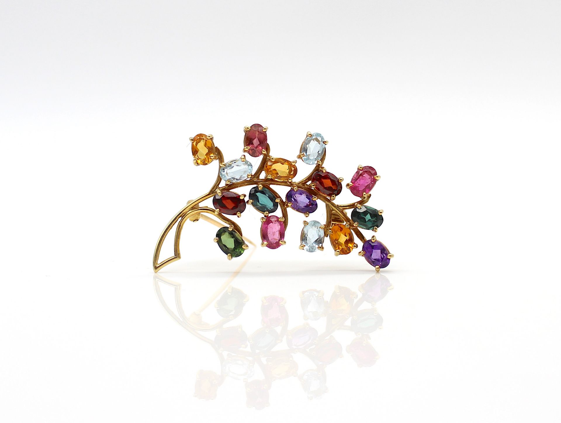 Brooch with colourful gemstones - Image 2 of 3
