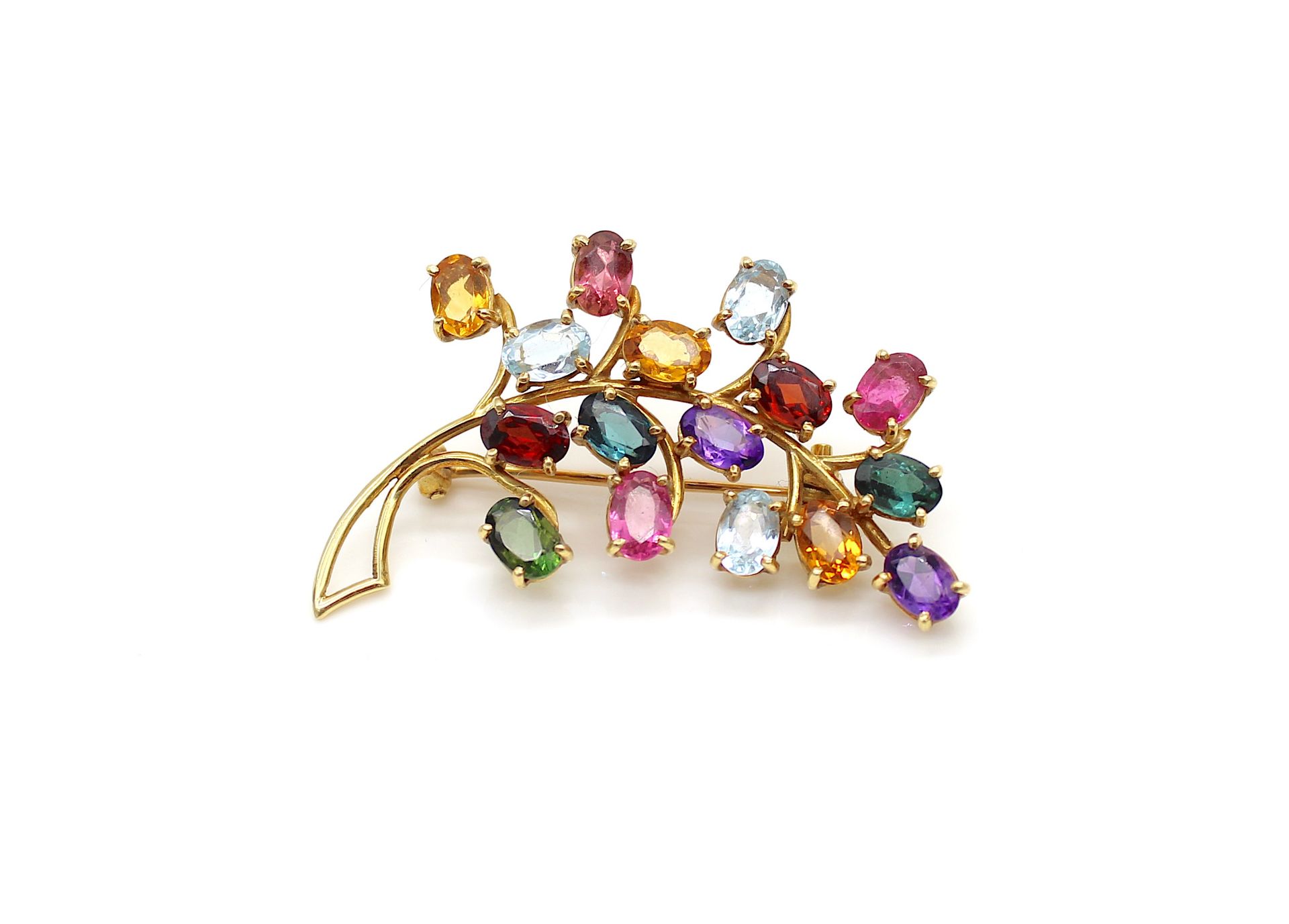 Brooch with colourful gemstones