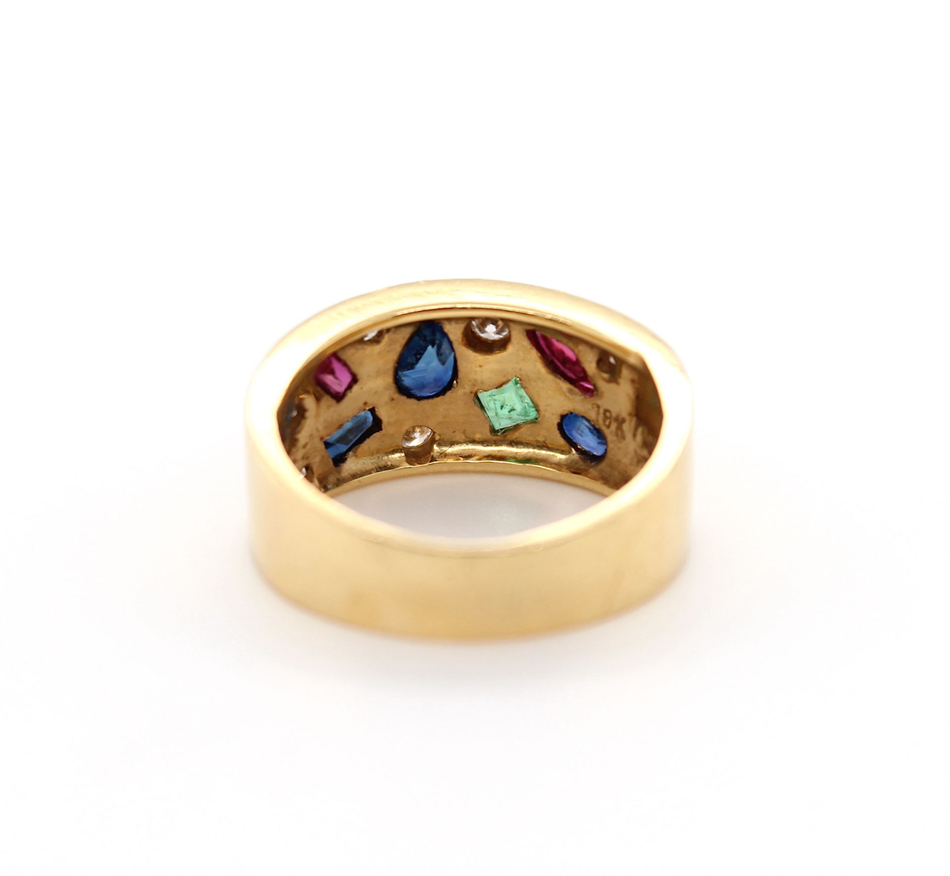Ring with sapphires, rubies, emerald and brilliants - Image 4 of 4