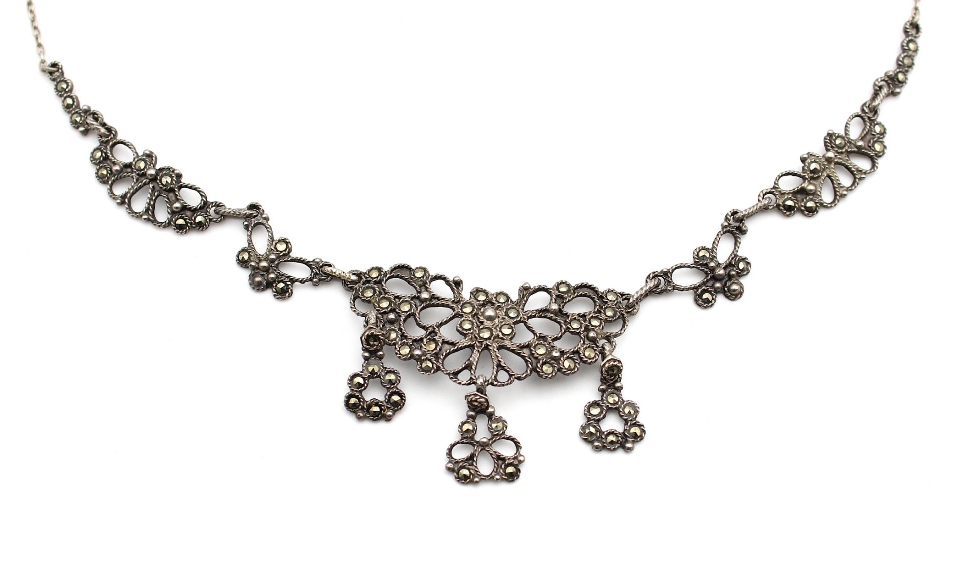 Bracelet and necklace in silver with marcasites - Image 4 of 4