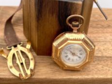 Antike Taschenuhr 585 Gold mit Taschenuhrenhalter am Band