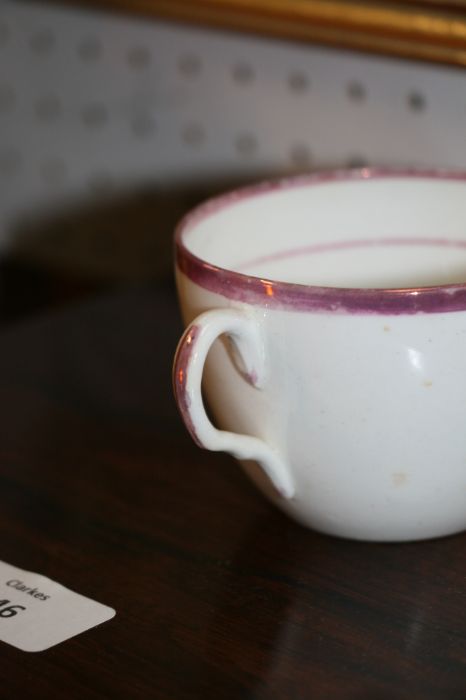 A part set of 19th century Sunderland lustreware tea wares to include three cups and saucers, teapot - Image 3 of 3