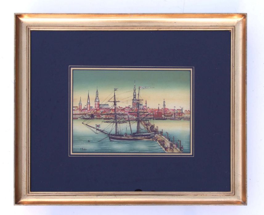 English school - a set of three nautical scenes of Tall Ships - gouache, indistinctly signed, each - Image 2 of 5