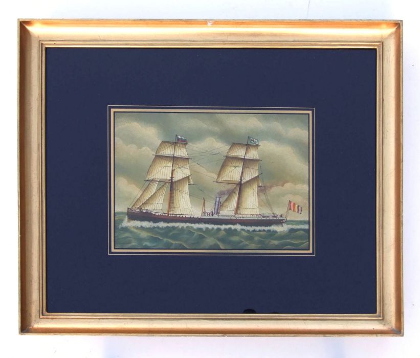 English school - a set of three nautical scenes of Tall Ships - gouache, indistinctly signed, each - Image 3 of 5