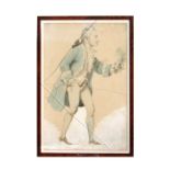 Attributed to Thomas Rowlandson (1756-1827) - a caricature of the actor-manager David Garrick,