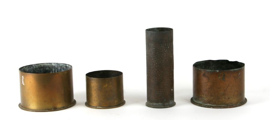 A quantity of WWI trench art to include an artillery shell modelled as a vase in the Art Nouveau - Image 2 of 2